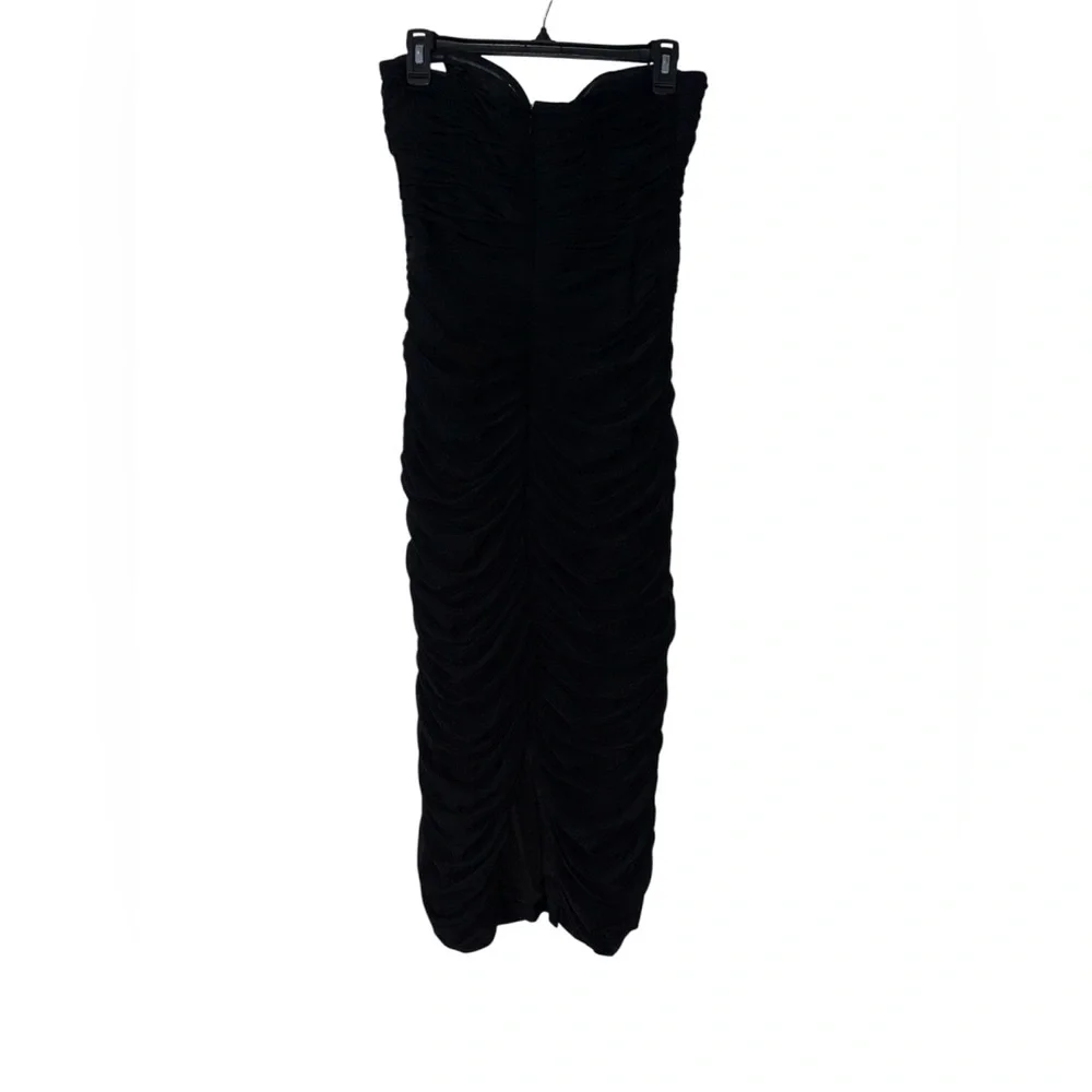 Dress The Population Heather Ruched Strapless Midi-Dress in Black Size XL - Picture 6 of 8